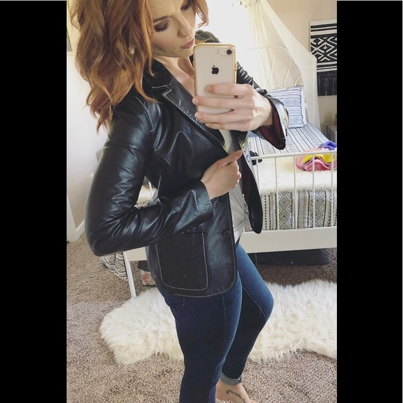 Michael Kors Jackets & Blazers - 🖤Michael Kors Italy Black Leather Jacket/Blazer🖤